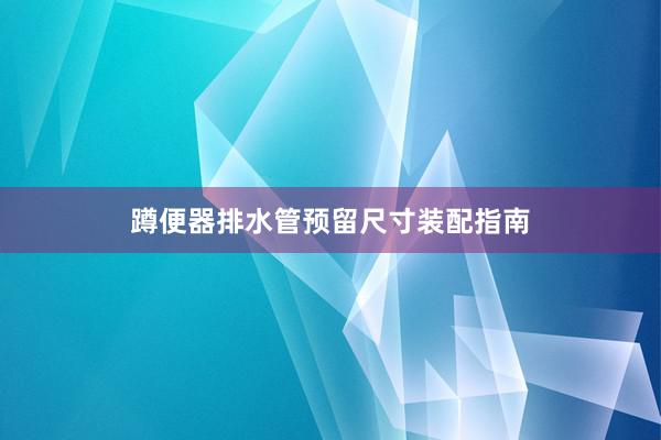 蹲便器排水管预留尺寸装配指南
